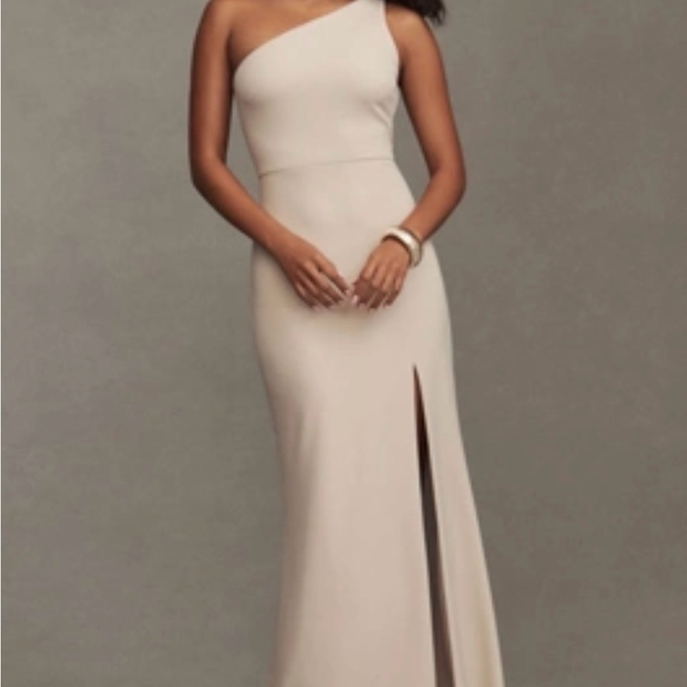 BHLDN Hallie One-Shoulder Stretch Crepe Maxi Gown